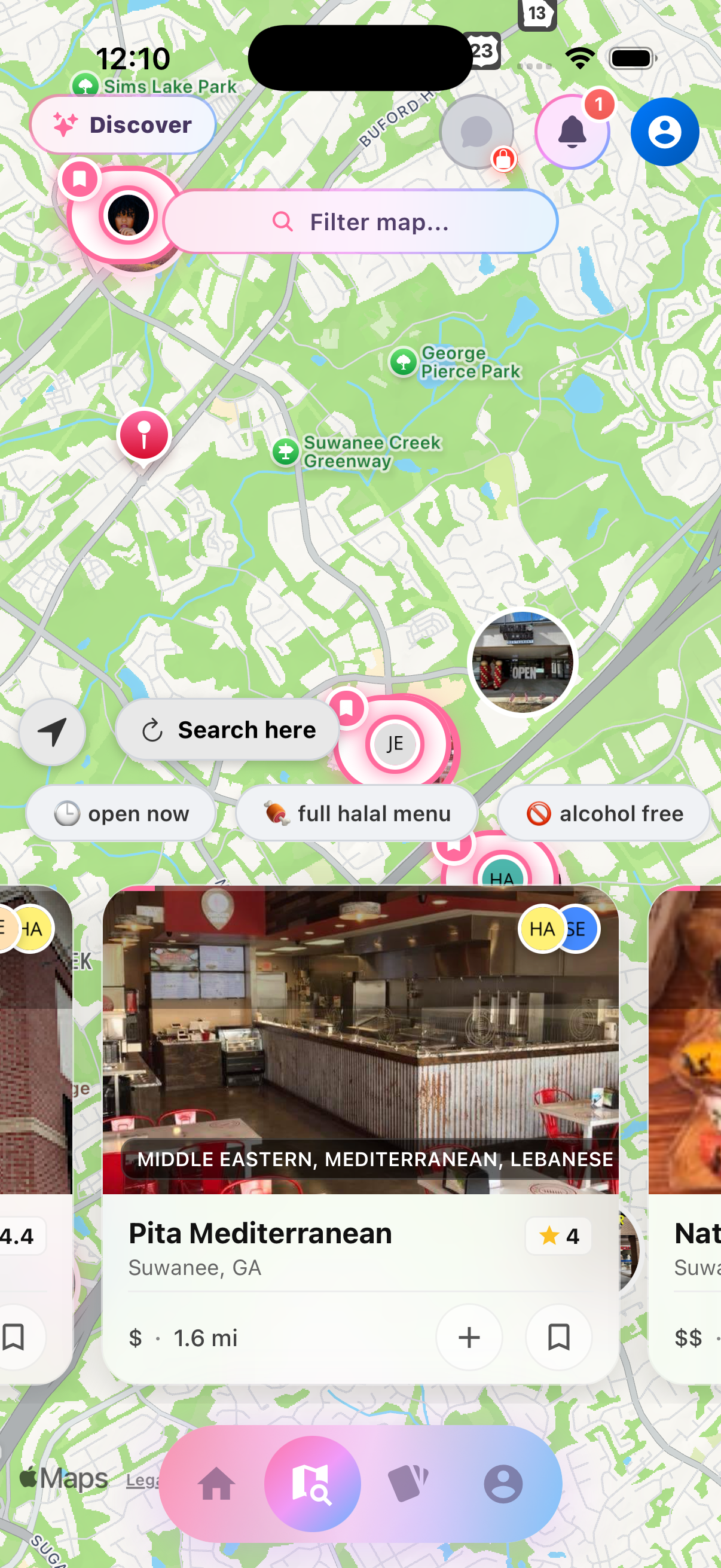 halwaa map search UI